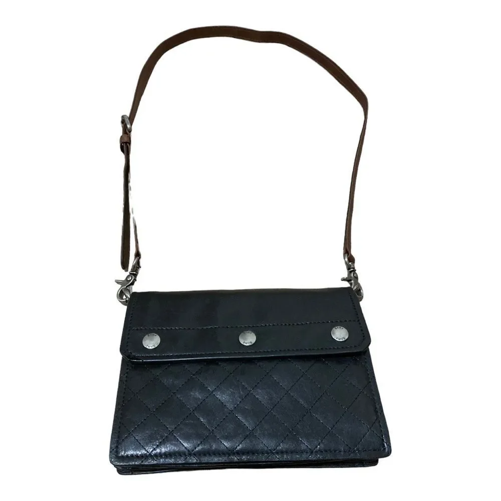 Frye Samantha quilted black leather Crossbody bag . NWOT